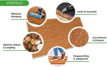 Кокосовий килимок 60x40x2,4 см Килимок для дверей з міцного кокосового волокна Килимок для вхідних дверей та зони входу Килимок для вловлювання бруду заввишки 2,4 см Килимок, що легко доглядається Килимок Nature, 40 x 60 см (прямокутний)
