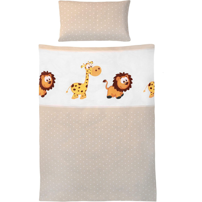 Комплект дитячої постільної білизни з анімалістичним мотивом та інтегрованою блискавкою - з 100 бавовни (якість Renforce) - підков