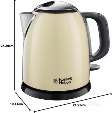 Чайник електричний Russell Hobbs 1.0 л Кольорикремовий з нержавіючої сталі (2400 Вт, функція швидкого закипання, знімний фільтр ві