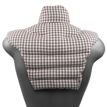 Подушка для шиї та шийного відділу хребта - шия плечі спина - коричнево-біла - подушка з органічної спельти - подушка для шиї з підігрівом - подушка з органічного зерна спельти для шиї та плечей