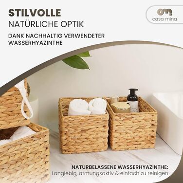 Кошик для зберігання Casa Mina 430x16 см 100 натуральний водяний гіацинт Декоративні кошики для зберігання для будь-якої кімнати Кошик для зберігання з міцним металевим каркасом, натуральний, розмір L