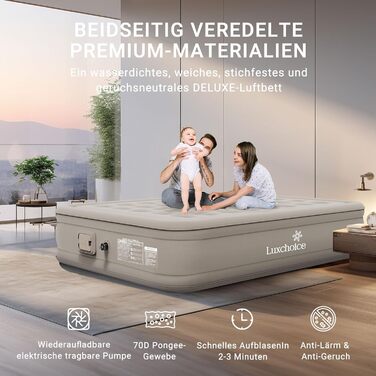 Надувний матрацу Luxchoice Air Bed для 2 осіб – самонадувний, з портативним насосом, для кемпінгу та дому