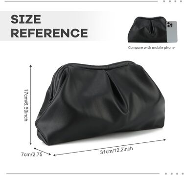 Жіноча клатч SUKUTU Плісирована сумочка Хмарка, вечірня сумочка з екошкіри, чорний колір