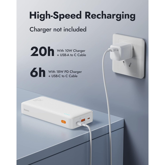 Зовнішні акумулятори для мобільних телефонів PD QC Charger with USB C in&out, Powerbank USB C Small для iPhone 15 14 13 12 11 Sams