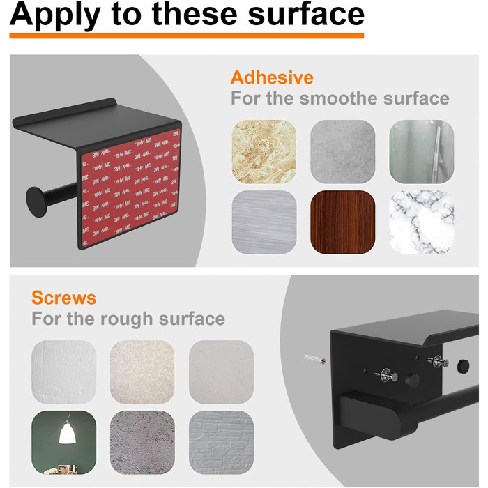 Тримач для туалетного рулону Ibergrif з 2 способами кріплення, тримач для туалетного рулону без свердління, настінний тримач для т