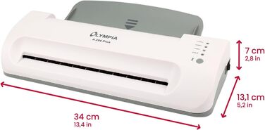 Ламінатор Olympia A 296 Plus із заднім завантаженням (80-175 мікрон, до DIN A4, візитні картки, ламінатор з плівками, комплект для ламінування для офісу, ламінатор для гарячого та холодного ламінування) одинарний