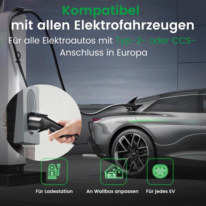Зарядний кабель GONEO тип 2 22кВт 10М 32А зарядний кабель електромобіля тип 2 3 фазний режим 3 для електромобіля EV/PHEV тип 2 до