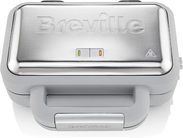 Вафельниці Breville DuraCeramic Антипригарне покриття та легке очищення глибокі знімні пластини Сірий/Сріблястий VST072X