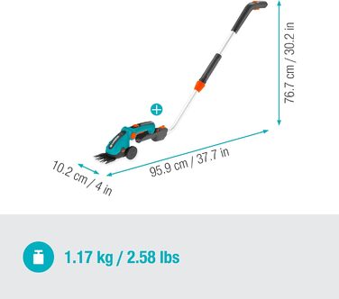 Набір Gardena ComfortCut Li акумуляторні ножиці для трави та телескопічна ручка з колесами, регульована рукоятка з LED-індикатором, заміна лез без інструментів (9889-20)