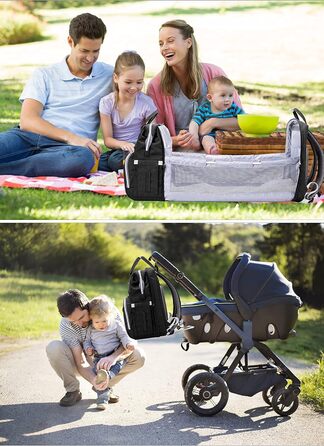 Пеленальна сумка-рюкзак, пеленальний рюкзак з функцією ліжечка великий, багатофункціональний пеленальний мішок з пеленальним килим