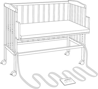 Дитяче ліжечко Waldin з матрацом та тканиною, регульована висота, велика спальна зона 90x55 см, біле лаковане, колір зірки/сіре дерево