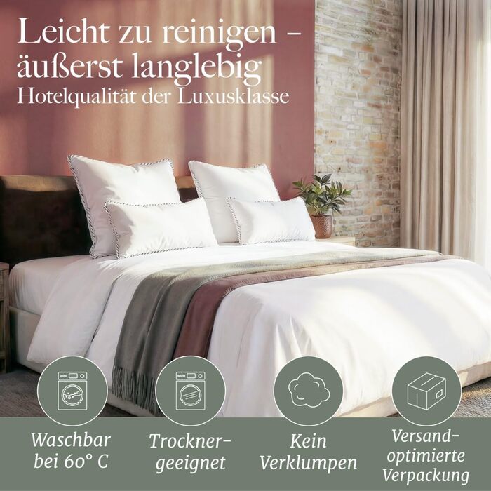 Пухова подушка Blumtal 80 x 80 см з 3-камерним наповнювачем - сертифікована Oeko-TEX. Подушка 80x80 з пір&39яним наповнювачем - Ультрапідтримуюча пружинна серцевина м&39які зовнішні камери HCS - Подушка чохол 100 бавовна, білий колір 80x80 см 1