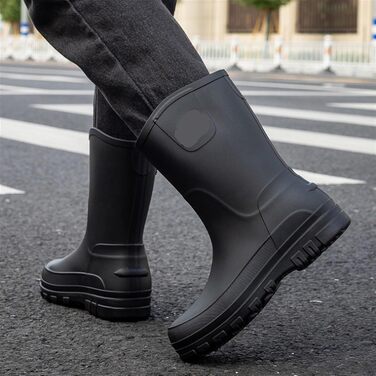 Чоловічі гумові чоботи, чоботи до литки, водонепроникні гумові робочі чоботи, калоші, чоловічі гумові чоботи, водне взуття, чорні/червоні, розмір 43 EU