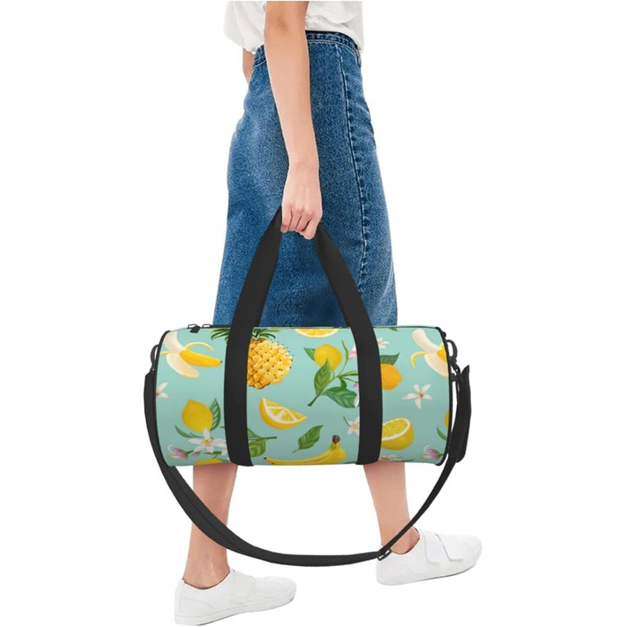Чоловіча дорожня сумка, дизайн фрукти (лимон, банан, ананас), для коротких поїздок та на вихідні