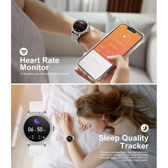 Розумний годинник LIGE з функцією телефону, 1,32-дюймовий повністю сенсорний фітнес-годинник для жінок з монітором серцевого ритму SpO2, водонепроникним крокоміром IP67 для Android та iOS, сріблястийсірий-1