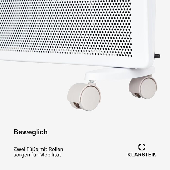 Електричний обігрівач Klarstein, конвектор та інфрачервоний обігрівач, окремостоячий, енергозберігаючий електричний обігрівач, датчик відкритого вікна, електричне опалення, електричний радіатор з термостатом, 1000 Вт, білий