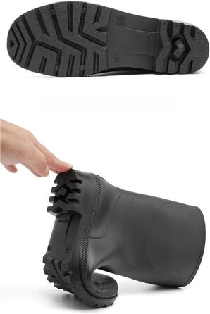 Чоловічі водонепроникні гумові чоботи з ПВХ, без шнурків, нековзні гумові чоботи з широким носком, грязезахисне взуття для дорослих, розмір 43 EU, чорні