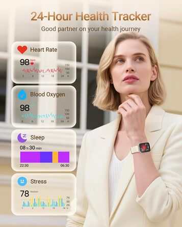 Розумний годинник для чоловіків та жінок з функцією телефону, фітнес-годинник 1,85 дюйма, понад 100 спортивних режимів, фітнес-трекер з моніторингом серцевого ритму/SpO2/сну, крокомір, водонепроникний спортивний годинник IP68 для iOS та Android, бежевий