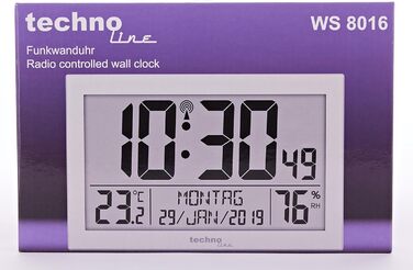 Настінний годинник на радіокеруванні з індикатором температури, пластик, сріблястий, маленький 22.5 x 14.3 x 2.4 см Сріблястий оди