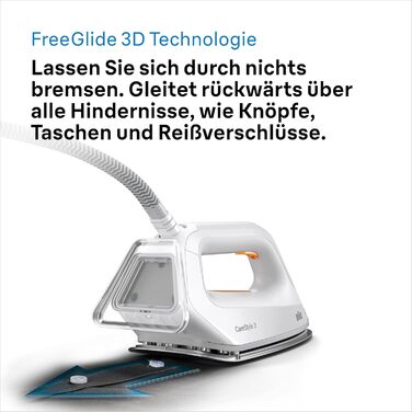 Парова праска з підошвою FreeGlide 3D, тиск насоса 6 бар, великий резервуар для води на 2 літри, екофункція, IS 3132WH, білий 2400