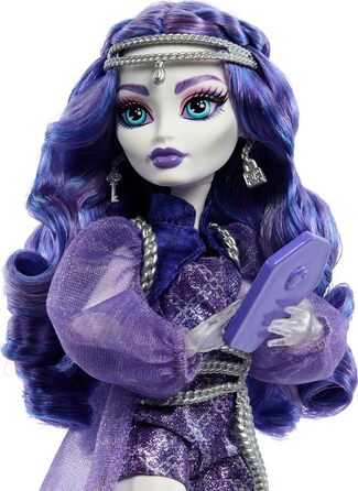 Лялька Monster High Spectra Vondergeist з тхором Руеном та аксесуарами, такими як рюкзак, планшет, снеки та інше, HXH77