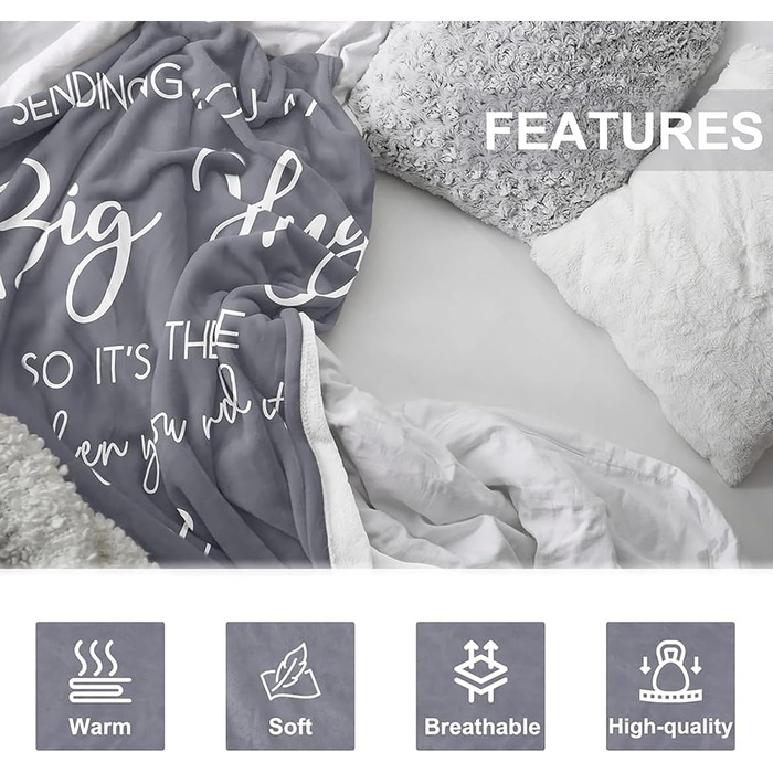 Подарунки для найкращих друзів, ковдра-обіймач на день народження дівчини, подарунки на день народження для жінок, найкращих друзів, чоловіків, хлопців, сестер, колег, сірі, 150*200 см