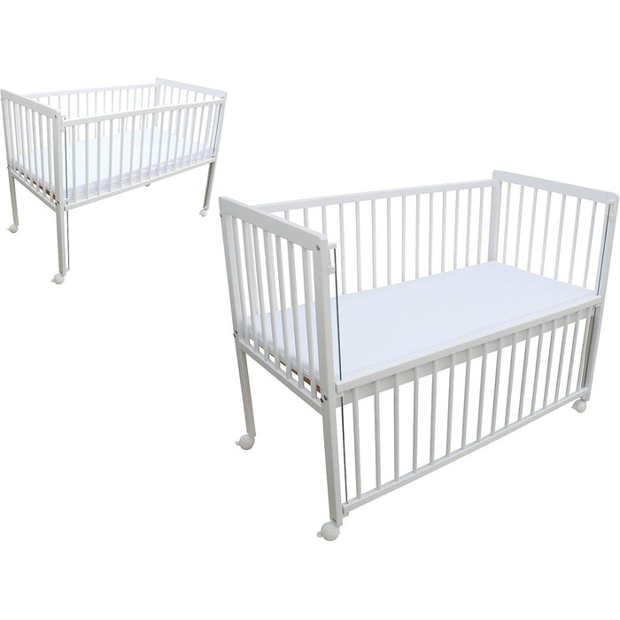 Дитяче ліжко/приліжко/колиска Micoland 3-в-1 120x60 см з матрацом білого кольору