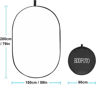 В-1 150x200см Фотостудія Овальний Багатодисковий складний набір світловідбивачів з сумкою для перенесення для студійної зйомки 150x200см, 5-