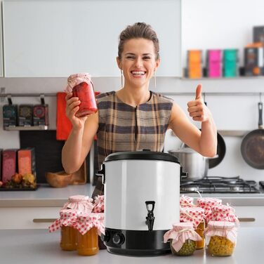 Консервуюча машина Arebos 1800 Вт Горщик для консервації 28 л з таймером, термостатом і захистом від перегріву Плавне налаштування температури 30-110 C Перемикач таймера 20-120 хв. Глінтвейн Винник Торговий автомат з гарячими напоями