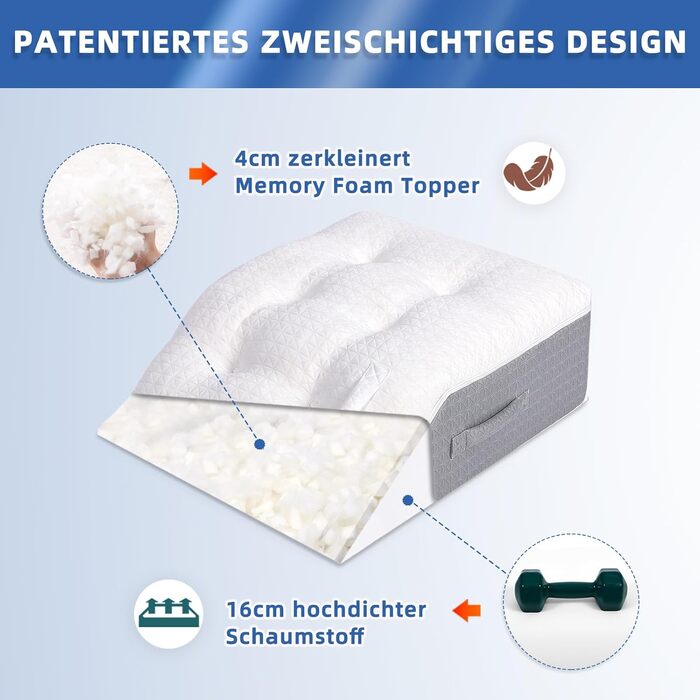 Подушка для підняття ніг HAVARGO з піни з ефектом пам&39яті, подушка для ніг для полегшення, позиціонуюча подушка зі знімним чохлом, двошарова подушка для ніг для сну