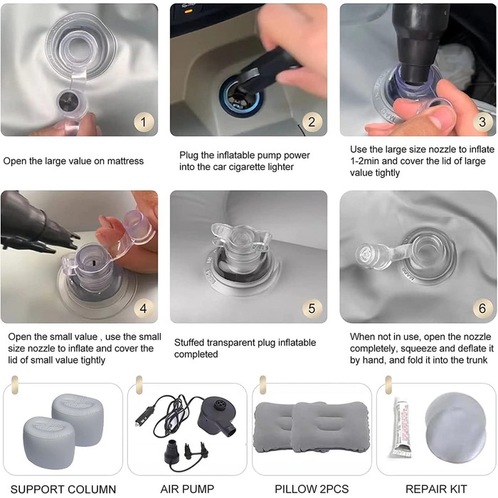Автомобільний матрац для VW Passat Variant (B8), автомобільні надувні матраци, надувний комбінований надувний матрац для кемпінгу, активного відпочинку на свіжому повітрі, чорний, звичайний чорний