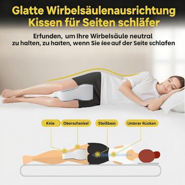 Універсальна подушка для колін для тих, хто спить на боці ергономічна подушка для ніг з подовженою конструкцією, підтримує стегна та коліна, підвищує комфорт сну, зі знімним чохлом, який можна прати