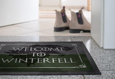 Килимок MoonWorks з написом Ласкаво просимо до Вінтерфелла - Вовк, Серія вентиляторів, Фентезі, Нековзний та Миється, Чорний, 60x40 см, Вінтерфелл Чорний