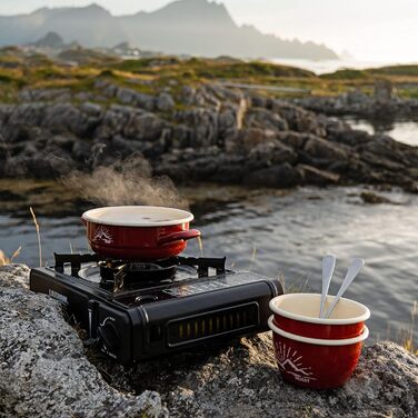 Емальована миска MUGSY, червона запіканка, гірський дизайн, емальований посуд, форма для духовки, для кемпінгу та активного відпочинку