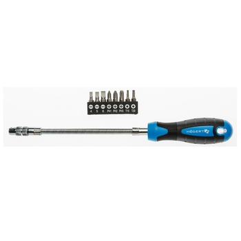 Викрутка з гнучким стрижнем і комплектом біт HOEGERT SL/PH/TORX (HT1S090)