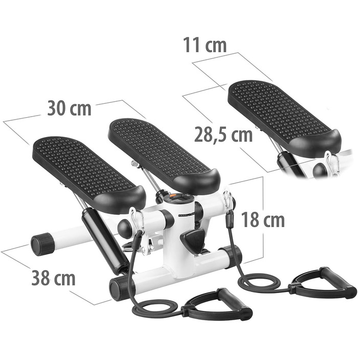 Фітнес-степер PEARL Sports Міні-степер з комп&39ютером, дисплеєм, стрічками опору, макс. 100 кг (фітнес-тренажер, домашній тренажер, що не залежить від погодних умов, мотузка)