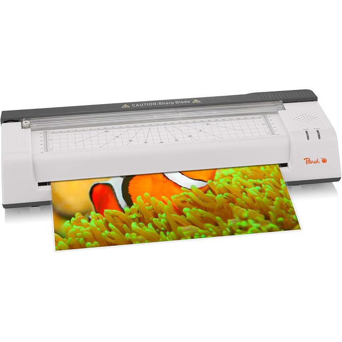 Ламінатор Peach 4-в-1 A3, включаючи закруглювач кутів, різак, ламінуючі пакети - ABS - Готовий до використання через 3-5 хвилин - 2x125 мкм - 250 мм/хв - Гарячий та холодний ламінатор - PBP420 Багатофункціональний важільний різак A3, закруглювач кутів та 