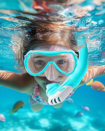 Дитячий комплект для підводного плавання OutdoorMaster Marlin, маска для дайвінгу з регульованим ремінцем та сухим верхом, маска для підводного плавання з захистом від запотівання, дитячі окуляри для плавання для хлопчиків та дівчаток, вік 4-14 років, син