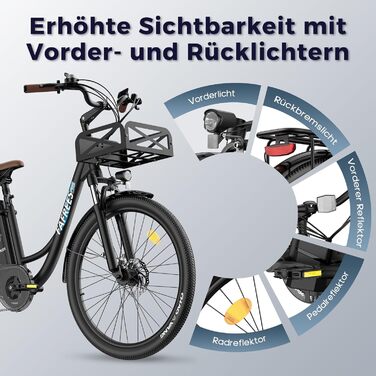Електровелосипед 26 дюймів, Електровелосипед для жінок та чоловіків, акумулятор 36 В 20,3 Аг, Електровелосипед 250 Вт 25 км/год, Запас ходу міського електровелосипеда 80-200 км, Електровелосипед Pedelec 7S, Вантажопідйомність велосипеда 120 кг, Синій, 26 