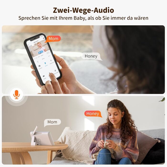 Радіоняня Codnida з камерою 5,5 дюймів 3 МП Wi-Fi Камера радіоняні з батареєю 4000 мАг Відстеження руху та додатком 2-стороннє ауд