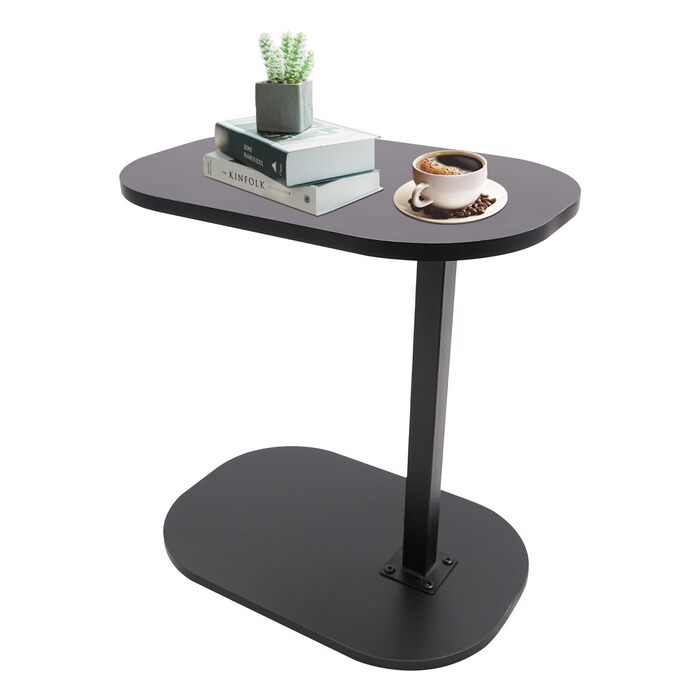 С-подібний журнальний столик, регульована висота 4580 см, поворотна та нахильна стільниця, столик для дивана, тумбочка біля ліжка, столик для колін з колесами, сучасний маленький журнальний столик, компактний та стійкий (чорний)