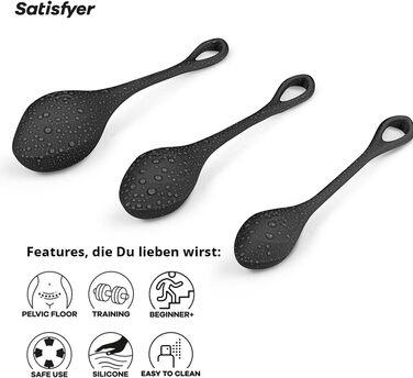 Кульки для сексу Satisfyer Yoni Power 2 Love Balls Набір із 3 силіконових кульок Кегеля для жінок 22-73 г та 2-3 см Для початківців та досвідчених Силікон медичного класу Секс-іграшка чорного кольору