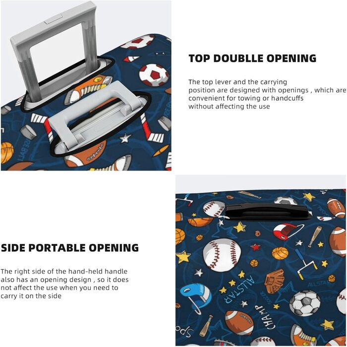 Чохол для валізи Спорт-Бейсбол, захисний еластичний чохол від подряпин та пилу для багажу, чорний, розмір 80