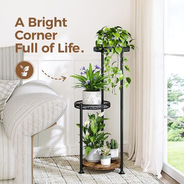 Багаторівнева металева підставка для рослин Bamworld сучасна кімнатна підставка для рослин компактна полиця для рослин, чорний квітковий табурет як сходи для рослин