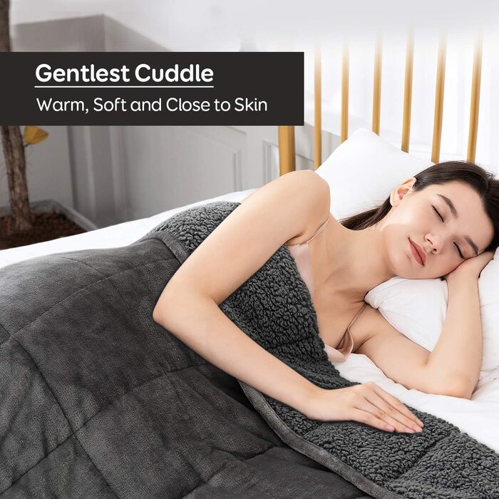 Обтяжена ковдра Sivio для дорослих, 7-кілограмова шерпа-ковдра з м&39якою фланеллю, двостороння, розмір &quotqueen-size&quot, надзвичайно тепла, затишна, пухнаста обтяжена ковдра, 150x200 см, сіра