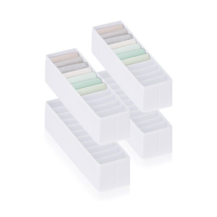 Набір органайзерів 11 надвисоких відділень для дитячого одягу, шкарпеток та підгузків Система організації пеленального столика міцна та миється, підходить для будь-якого пеленального столика та шухляди білий Розмір 4 шт. XS Білий 4 шт. XS