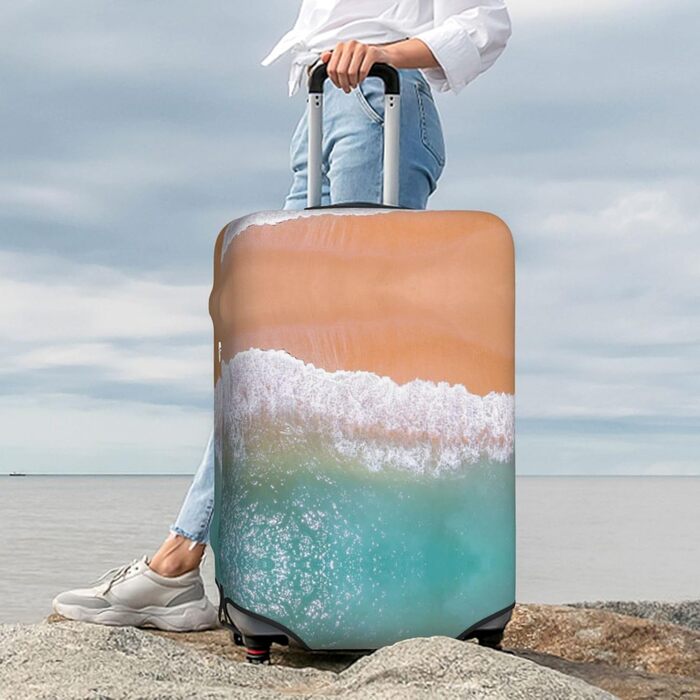 Чохол для валізи з романтичним пляжним принтом, еластичний захист від подряпин та пилу, чорний, розмір 95