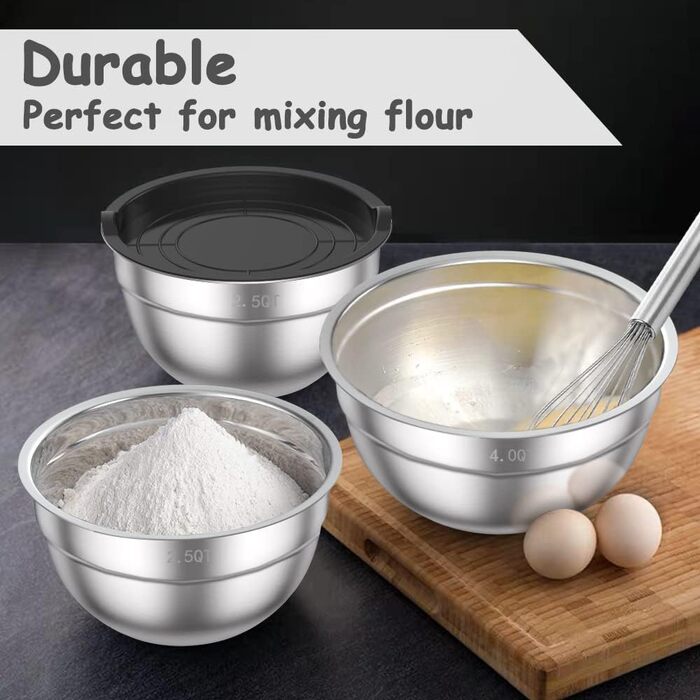 Набір салатників Wildon з 5 шт. , миска з нержавіючої сталі з герметичною кришкою, розмір 4,5 л, 2,7 л, 1,6 л, 1,1 л, 0,7 л, набір