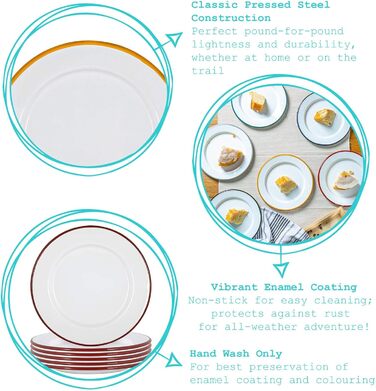 Набір столового посуду Argon Tableware з білою емаллю - 25,5 см - 16 предметів - білий/чорний