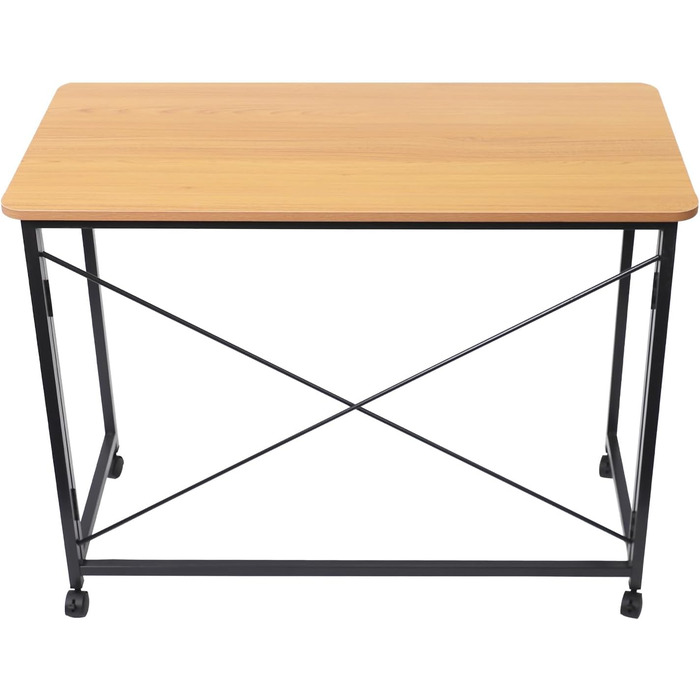 Розкладний стіл на колесах, 100x50 см, складний стіл, маленький, вантажопідйомність до 100 кг компактний мобільний комп&39ютерний стіл з гальмами для домашнього офісу, кухні, балкону, кемпінгу (білий/тик) (тикове дерево)